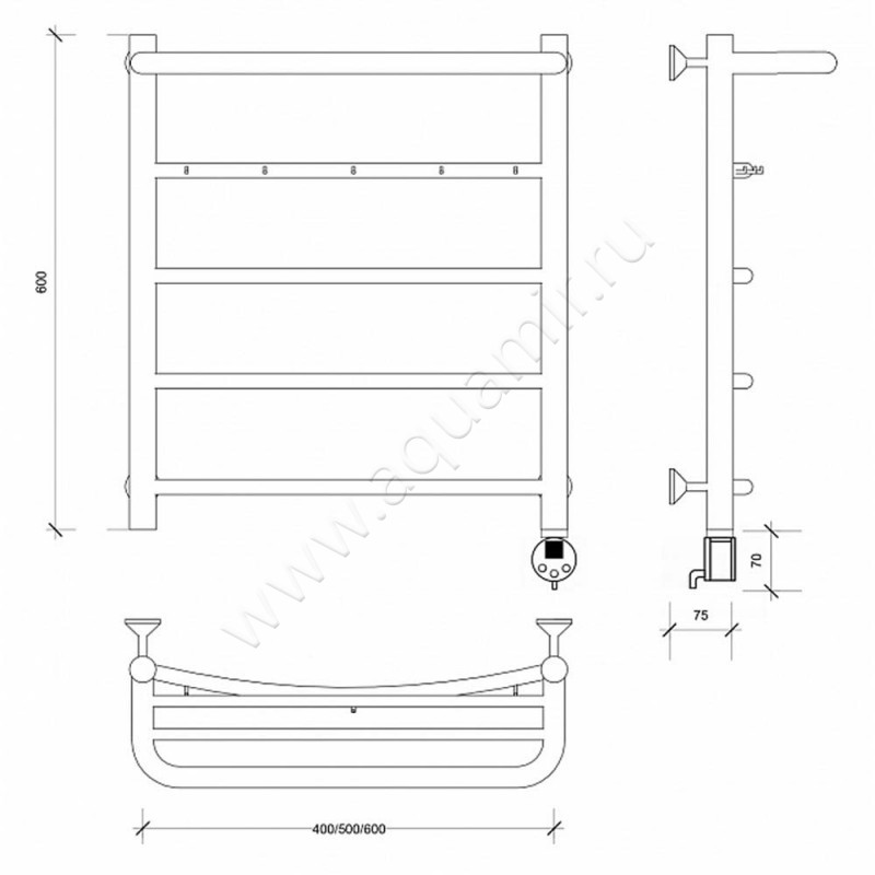 Полотенцесушитель электрический Secado Милан 1 4603777451257 размеры