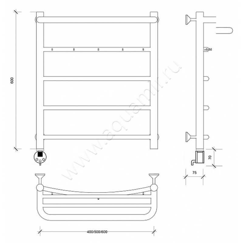 Полотенцесушитель электрический Secado Милан 1 4603777451257 размеры