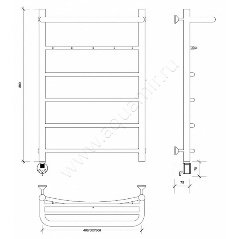 Полотенцесушитель электрический Secado Милан 1 4603777451271 размеры