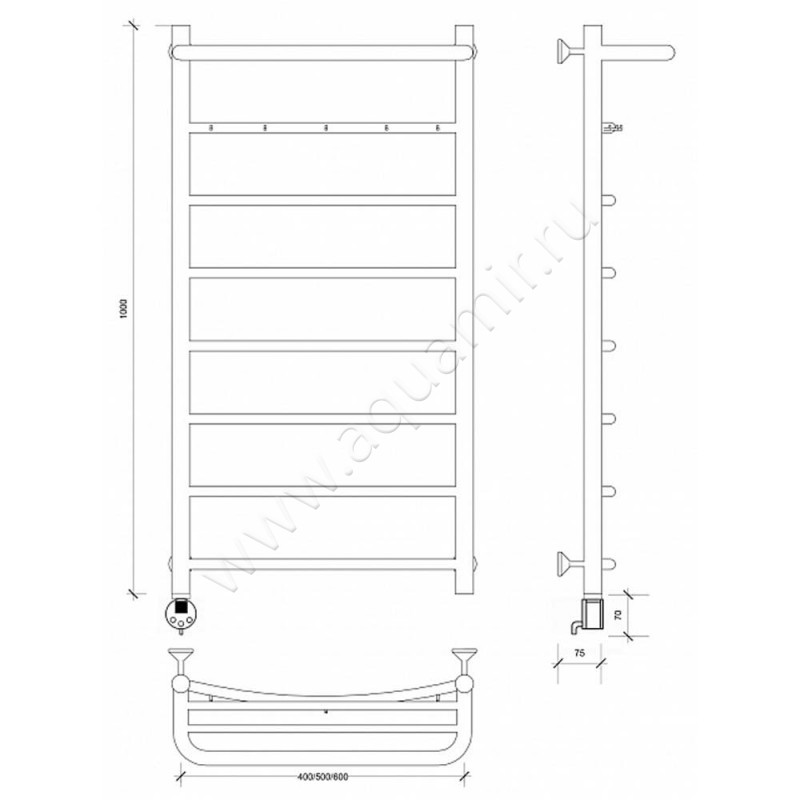 Полотенцесушитель электрический Secado Милан 1 4603777451332 размеры