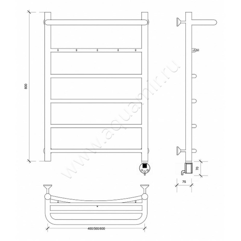 Полотенцесушитель электрический Secado Милан 1 4603777451288 размеры