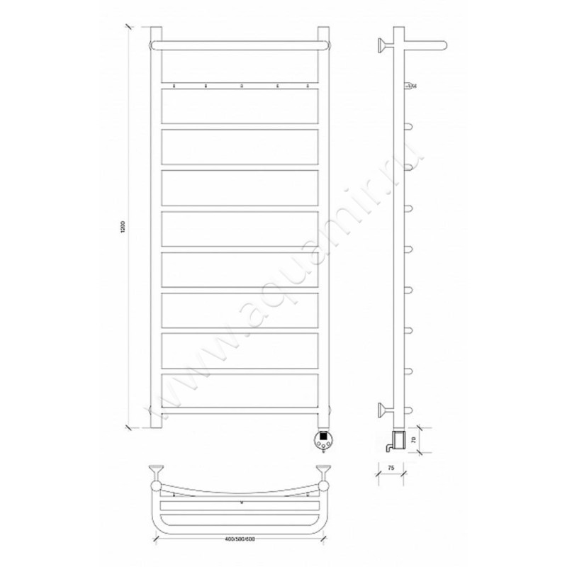 Полотенцесушитель электрический Secado Милан 1 4603759409030 размеры