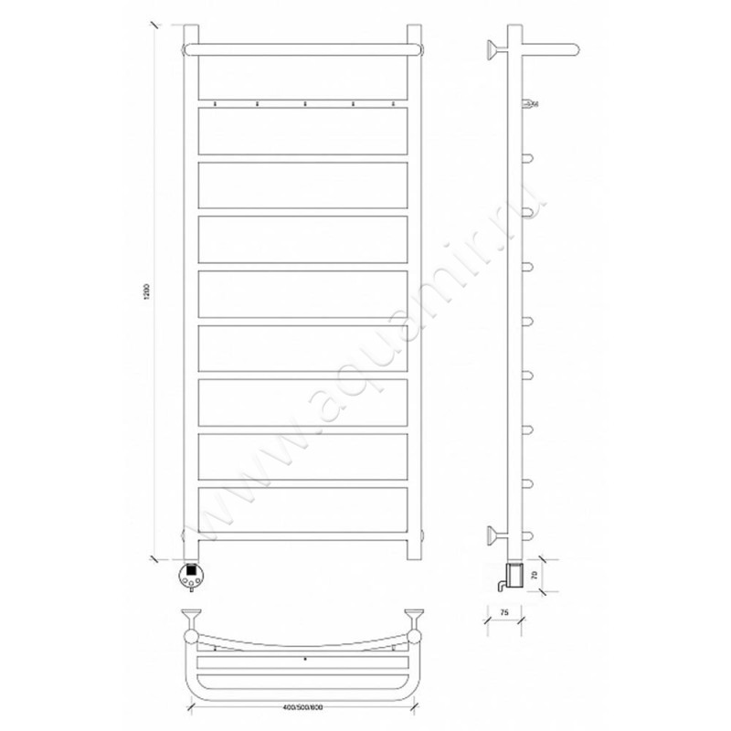 Полотенцесушитель электрический Secado Милан 1 4603759409030 размеры