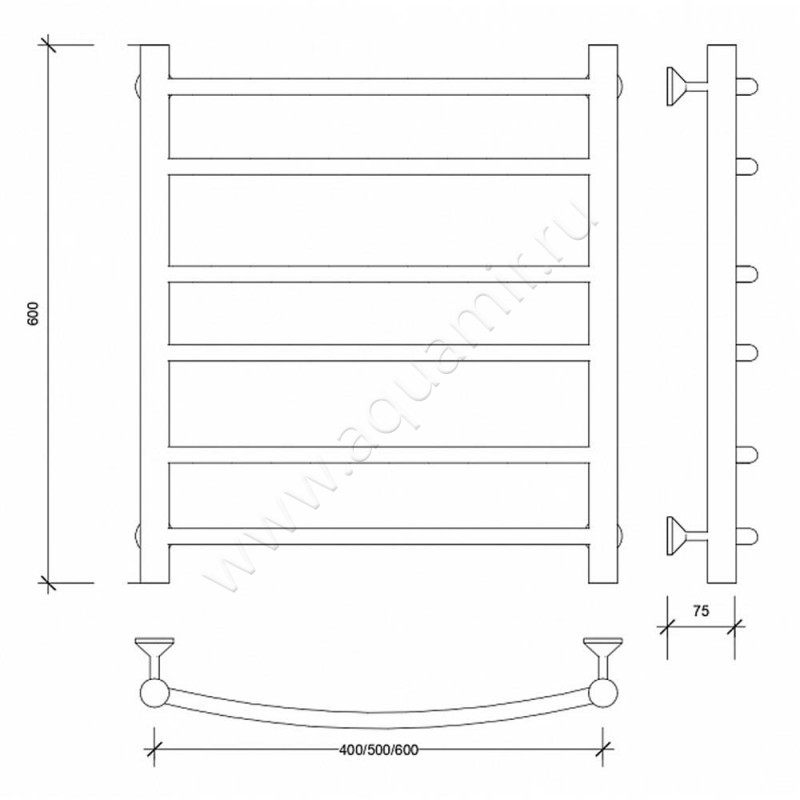 Полотенцесушитель электрический Secado Милан 2 4603759406398 размеры