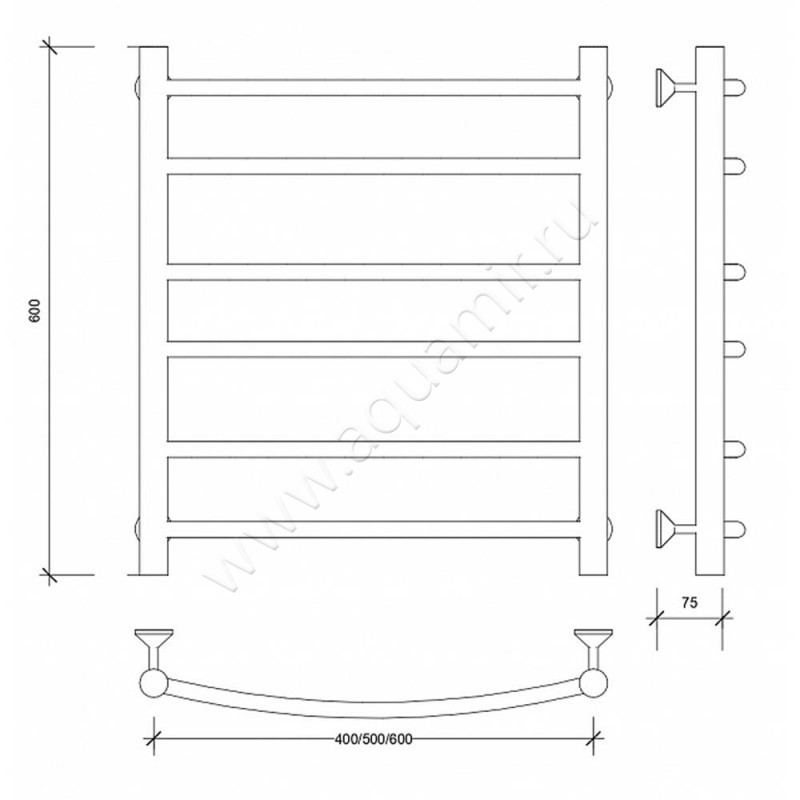Полотенцесушитель электрический Secado Милан 2 4603759406398 размеры