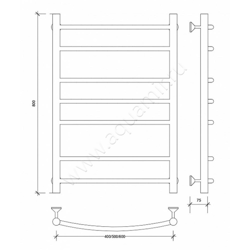 Полотенцесушитель электрический Secado Милан 2 4603777451431 размеры