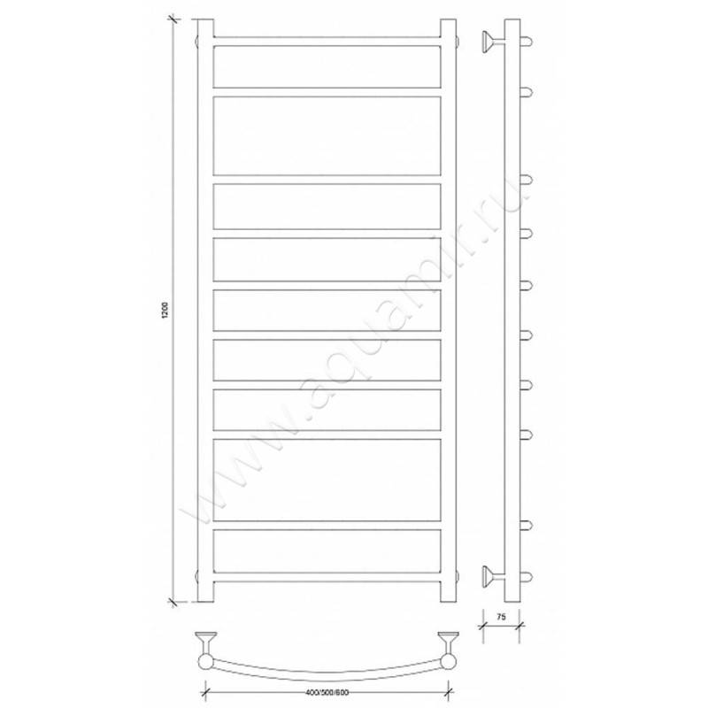 Полотенцесушитель электрический Secado Милан 2 4603777451530 размеры