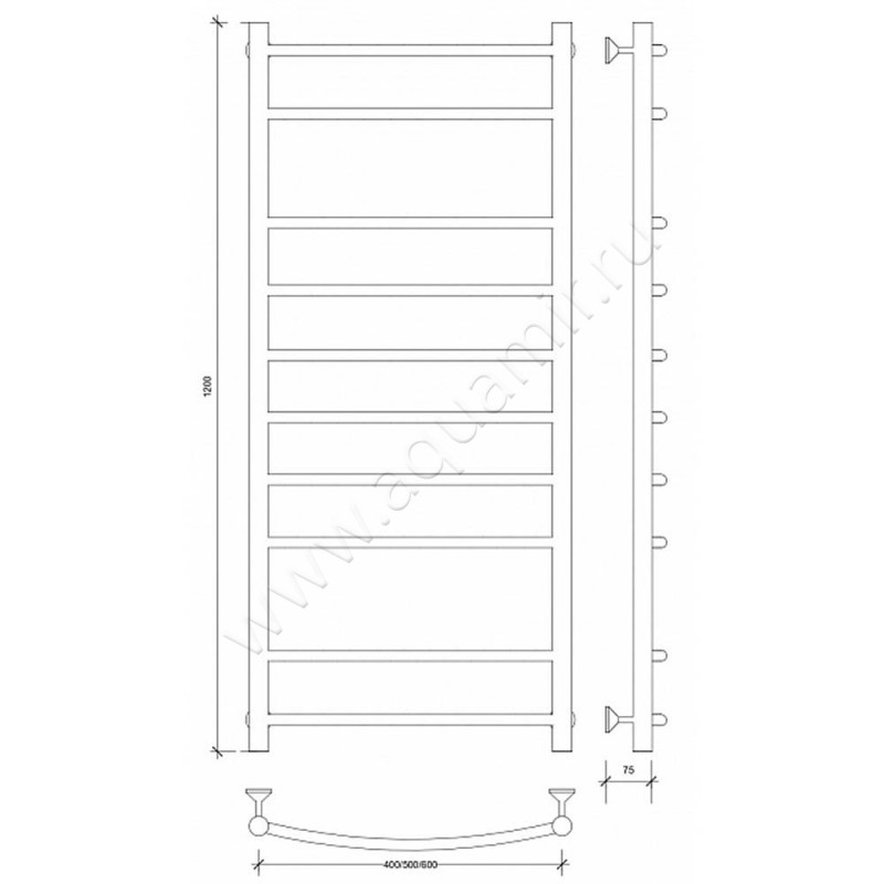 Полотенцесушитель электрический Secado Милан 2 4603777451530 размеры