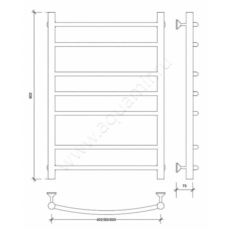 Полотенцесушитель электрический Secado Милан 2 4603777451462 размеры