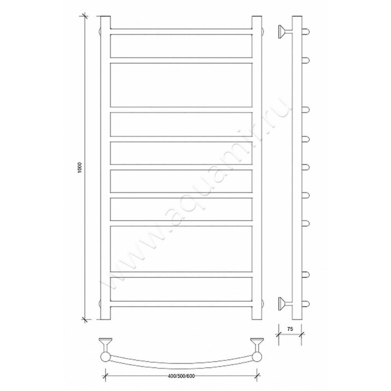 Полотенцесушитель электрический Secado Милан 2 4603777451486 размеры