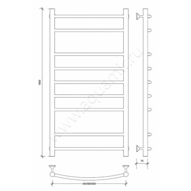 Полотенцесушитель электрический Secado Милан 2 4603759409061 размеры