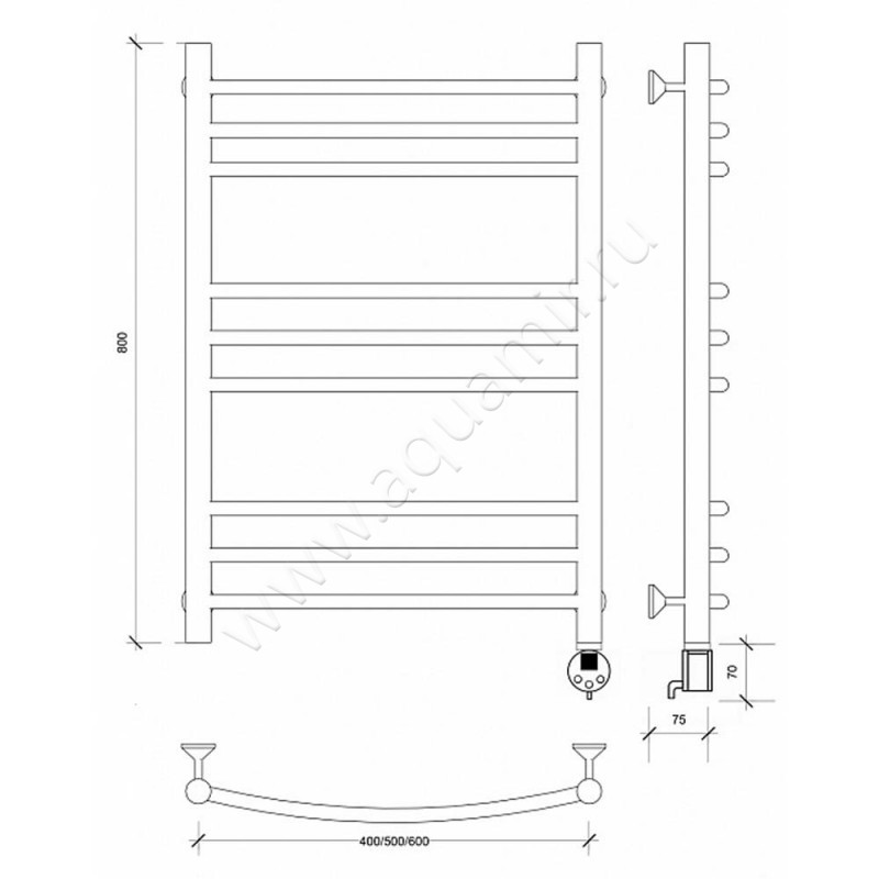 Полотенцесушитель электрический Secado Милан 3 4603777451622 размеры