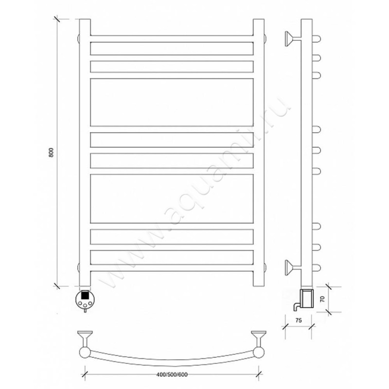 Полотенцесушитель электрический Secado Милан 3 4603777451622 размеры