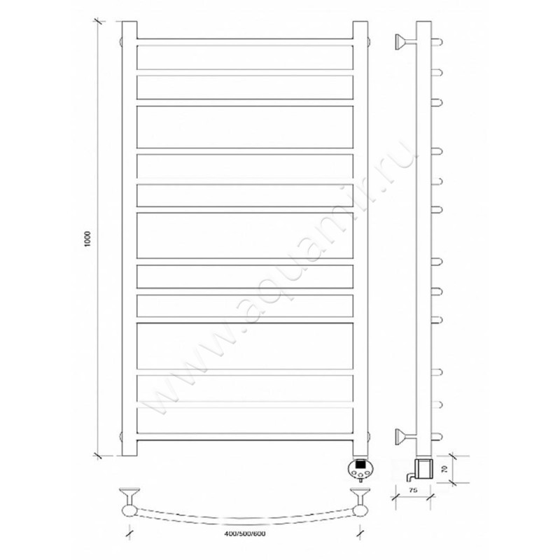 Полотенцесушитель электрический Secado Милан 3 4603777451646 размеры