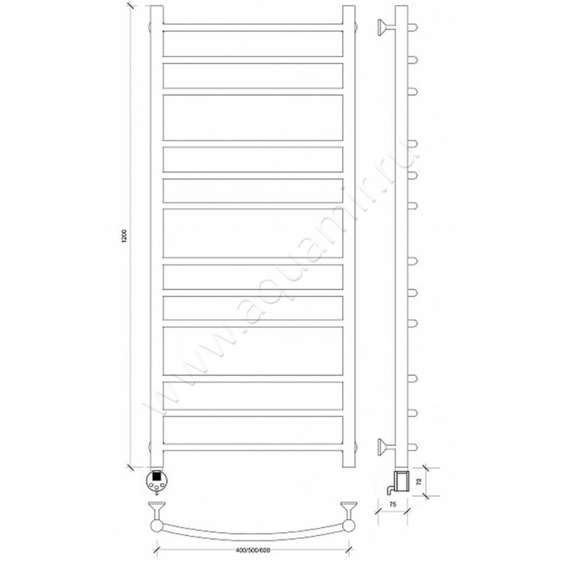 Полотенцесушитель электрический Secado Милан 3 4603777451707 размеры