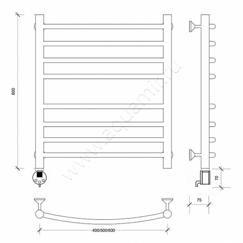Полотенцесушитель электрический Secado Милан 4 4603759406473 размеры