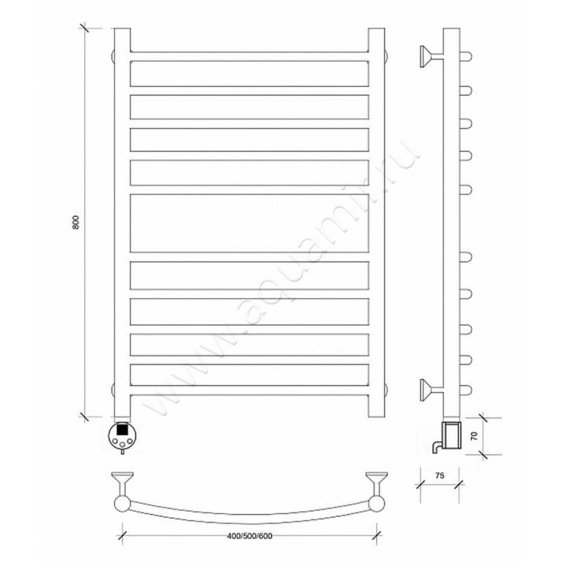 Полотенцесушитель электрический Secado Милан 4 4603777451776 размеры