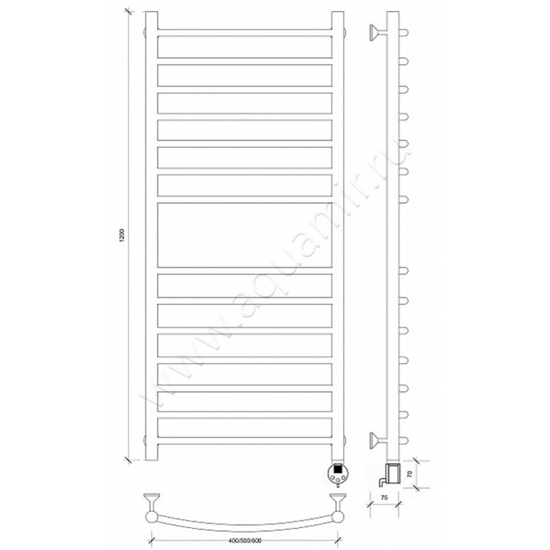 Полотенцесушитель электрический Secado Милан 4 4603777451837 размеры
