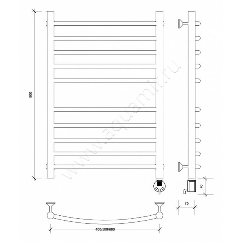 Полотенцесушитель электрический Secado Милан 4 4603777451783 размеры