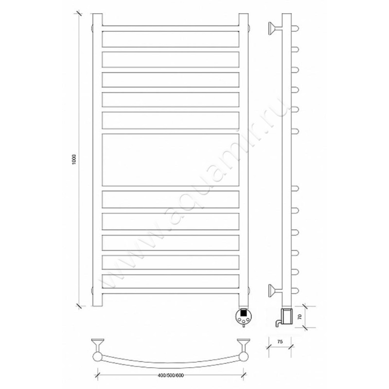 Полотенцесушитель электрический Secado Милан 4 4603759409146 размеры