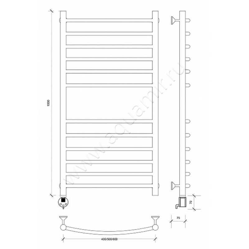 Полотенцесушитель электрический Secado Милан 4 4603777451820 размеры