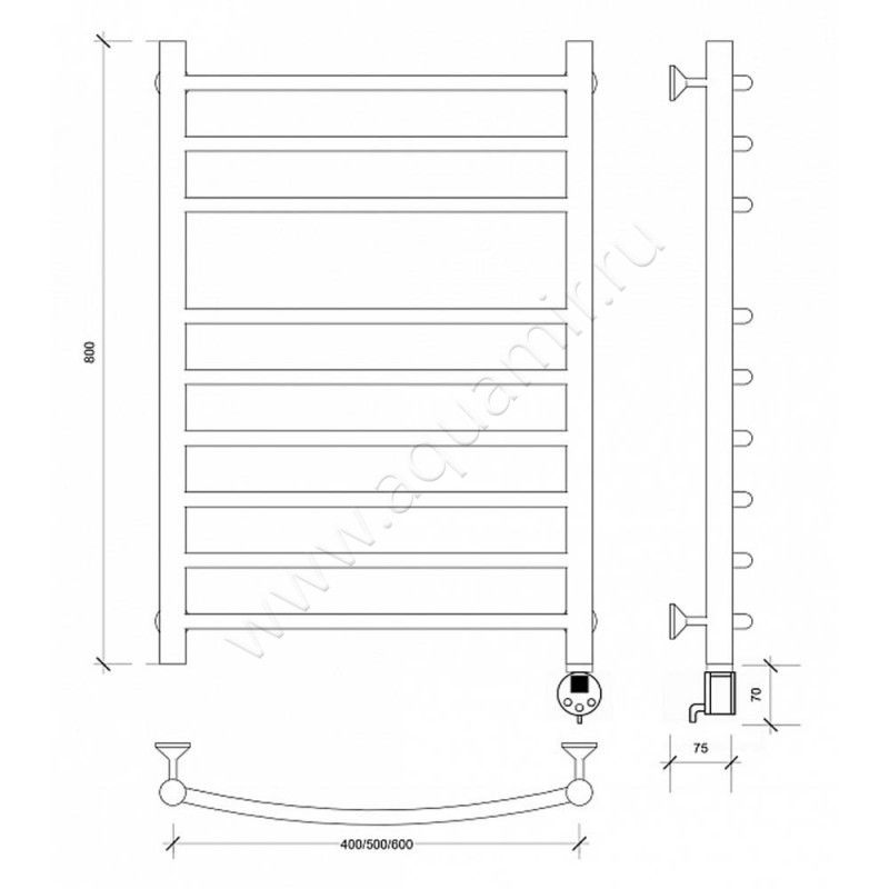 Полотенцесушитель электрический Secado Милан 5 4603777451912 размеры