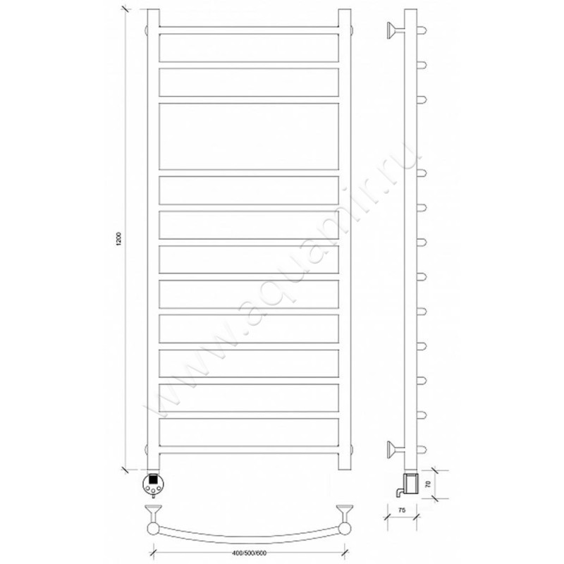 Полотенцесушитель электрический Secado Милан 5 4603777451998 размеры