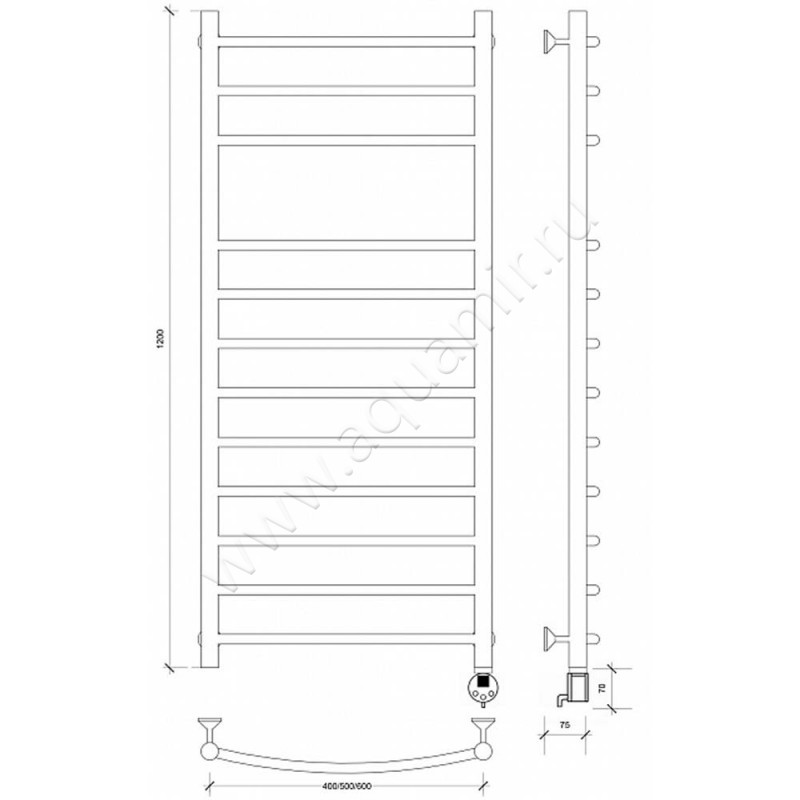 Полотенцесушитель электрический Secado Милан 5 4603777452018 размеры