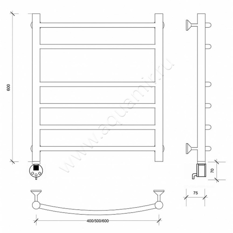 Полотенцесушитель электрический Secado Милан 5 4603777451882 размеры