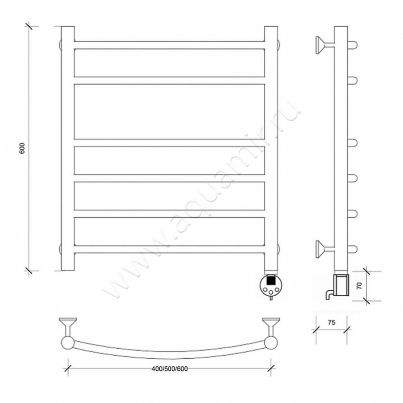 Полотенцесушитель электрический Secado Милан 5 4603777451905 размеры
