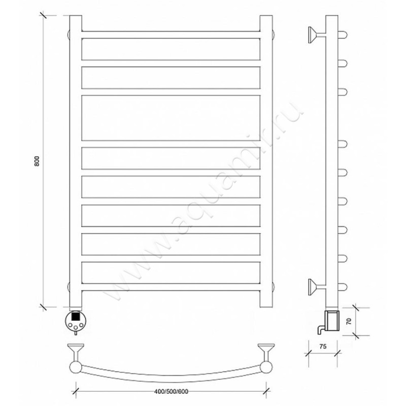 Полотенцесушитель электрический Secado Милан 5 4603777451943 размеры