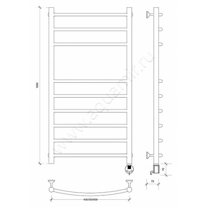 Полотенцесушитель электрический Secado Милан 5 4603777451967 размеры