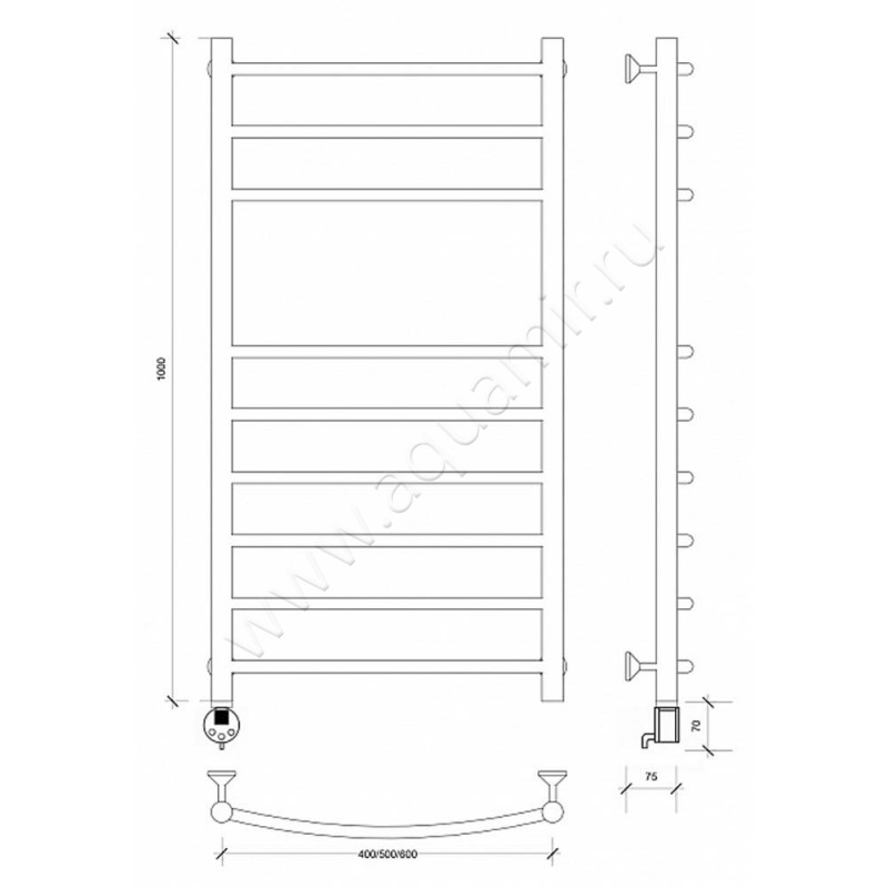 Полотенцесушитель электрический Secado Милан 5 4603777451967 размеры