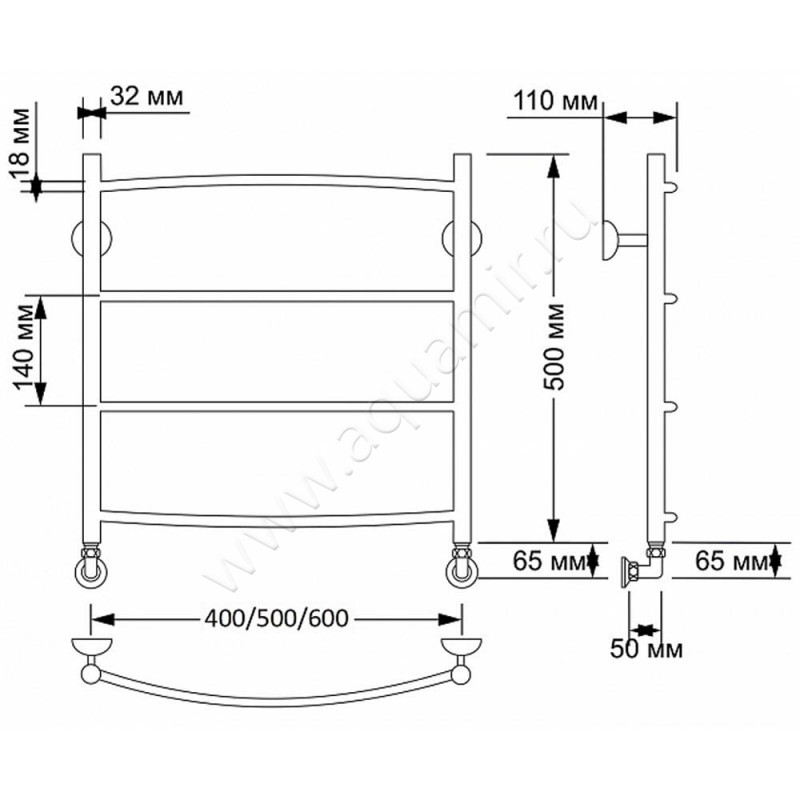 Полотенцесушитель латунный водяной Secado Милан 1 4603777459260 размеры