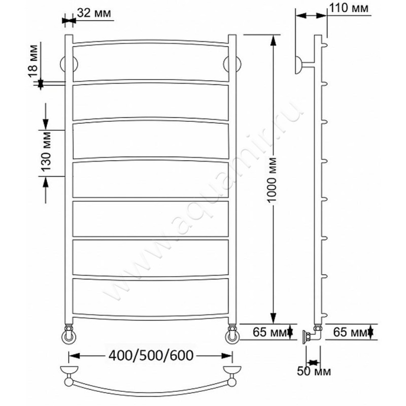 Полотенцесушитель латунный водяной Secado Милан 1 4603777476960 размеры