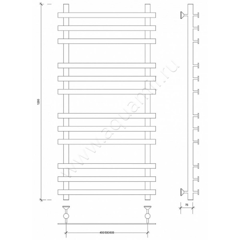 Полотенцесушитель водяной Secado Понтида плюс 4603759406862 размеры