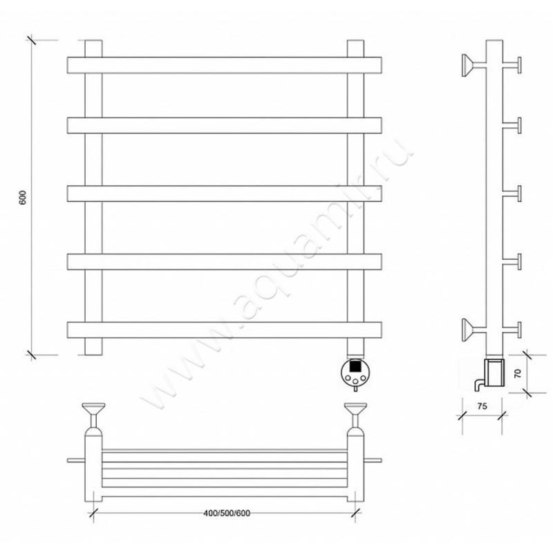 Полотенцесушитель электрический Secado Понтида 1 4603759406558 размеры