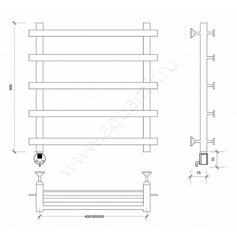 Полотенцесушитель электрический Secado Понтида 1 4603759406558 размеры