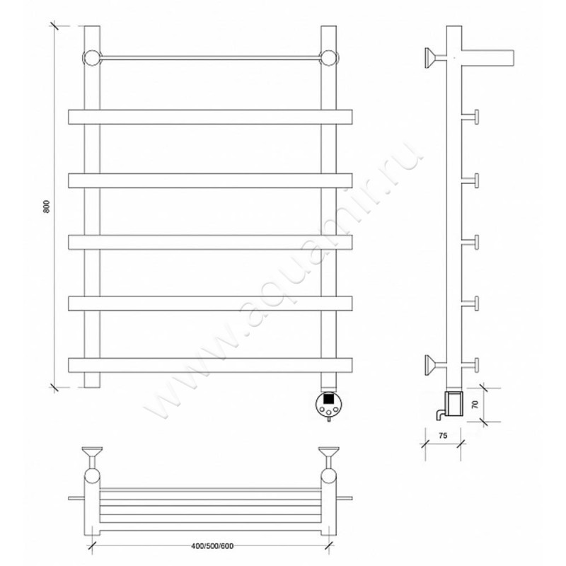 Полотенцесушитель электрический Secado Понтида 1 4603759403410 размеры