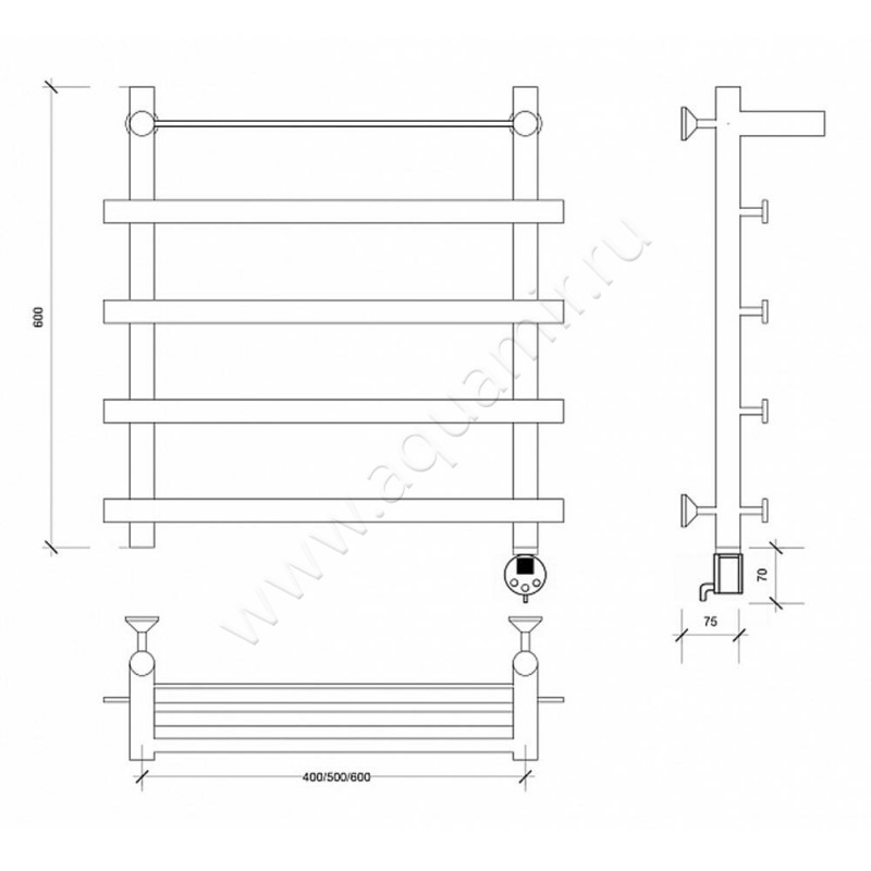 Полотенцесушитель электрический Secado Понтида 1 4603777456634 размеры
