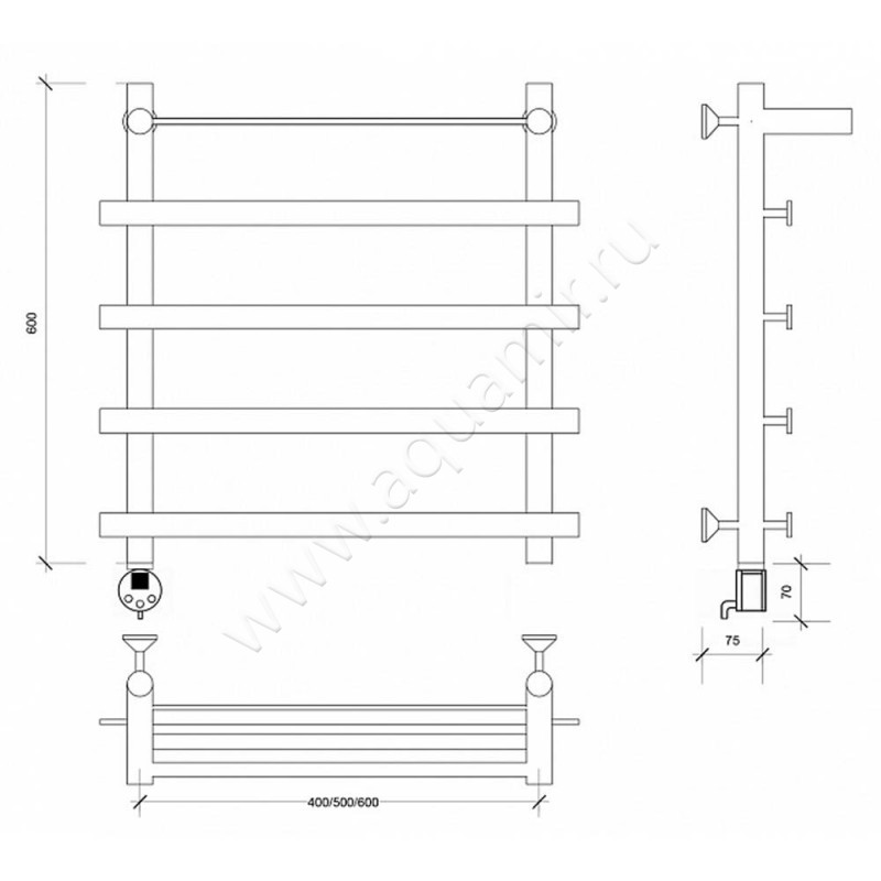 Полотенцесушитель электрический Secado Понтида 1 4603777456634 размеры