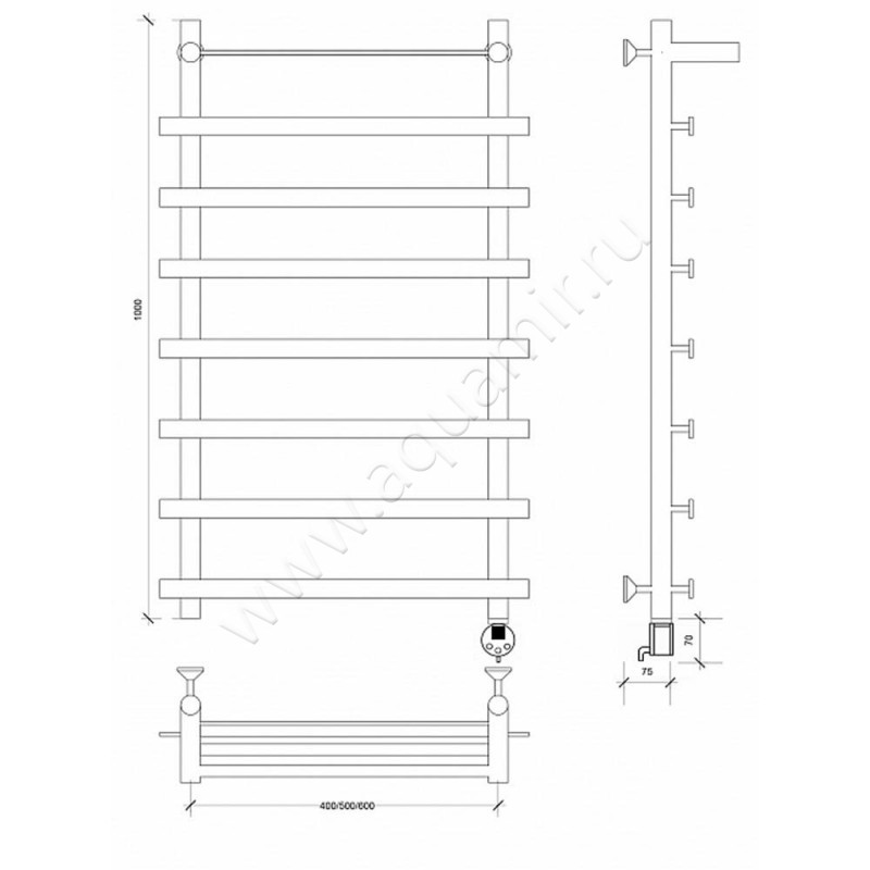 Полотенцесушитель электрический Secado Понтида 1 4603777456719 размеры