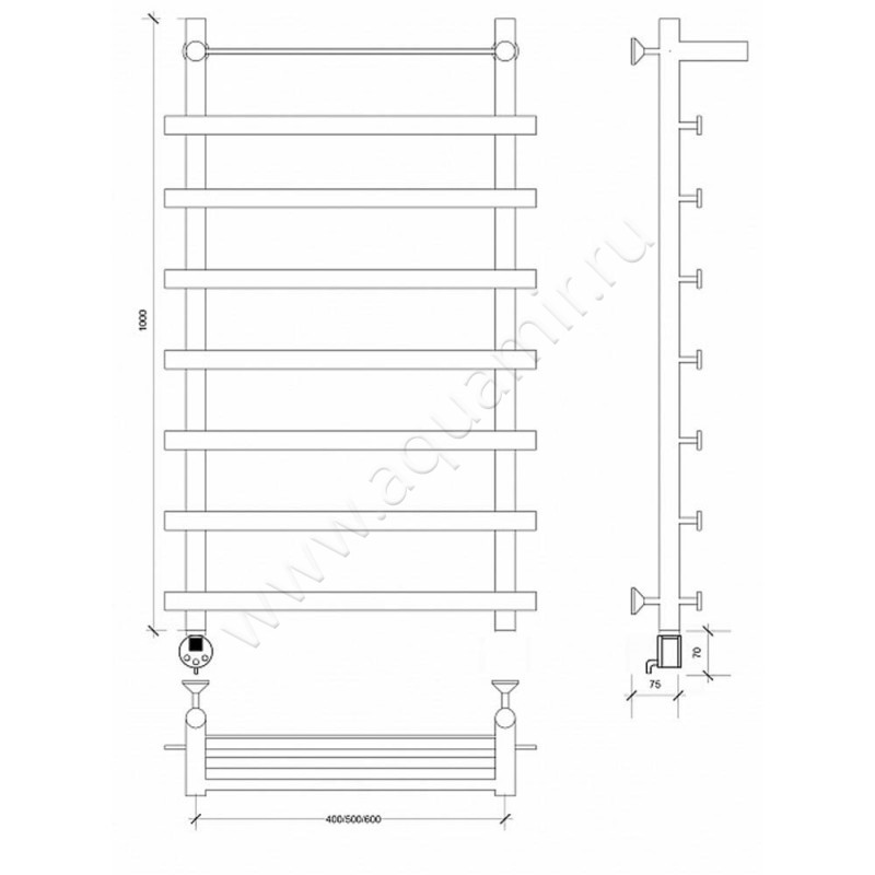 Полотенцесушитель электрический Secado Понтида 1 4603777456733 размеры