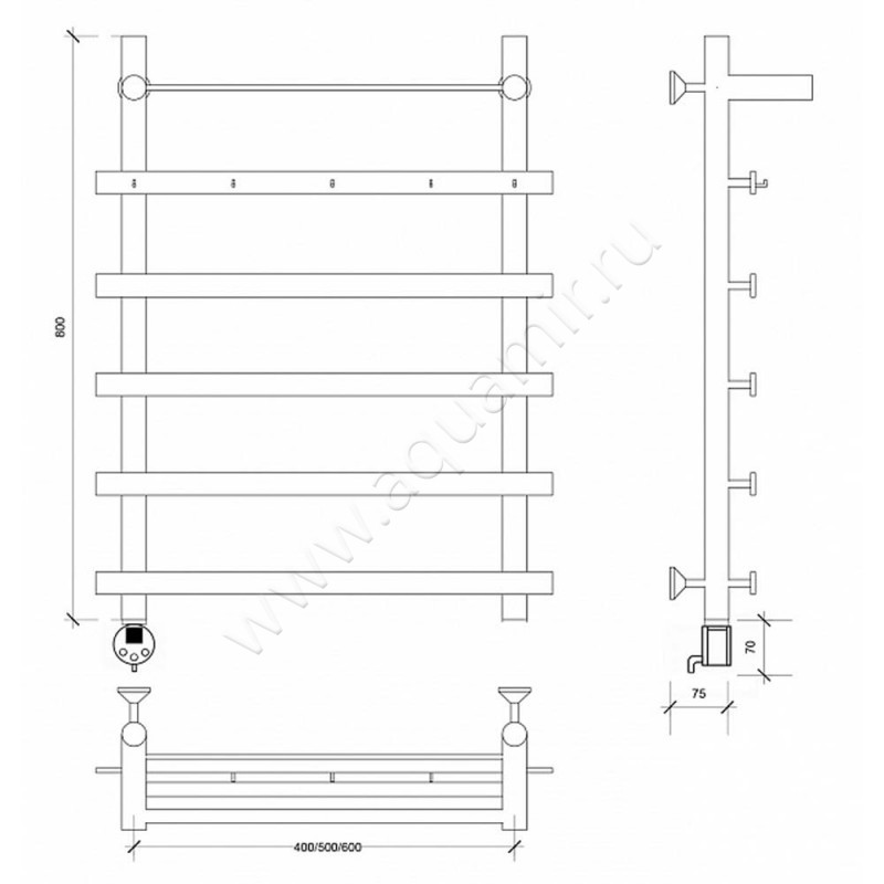 Полотенцесушитель электрический Secado Понтида 1 4603777456825 размеры