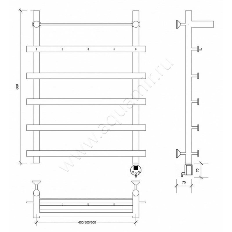 Полотенцесушитель электрический Secado Понтида 1 4603777456849 размеры
