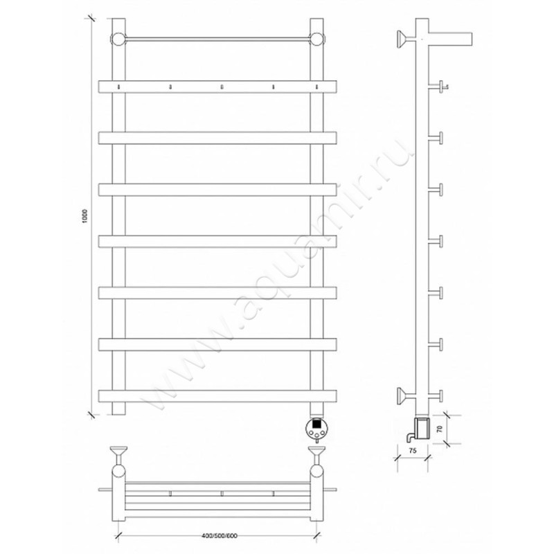 Полотенцесушитель электрический Secado Понтида 1 4603777456887 размеры
