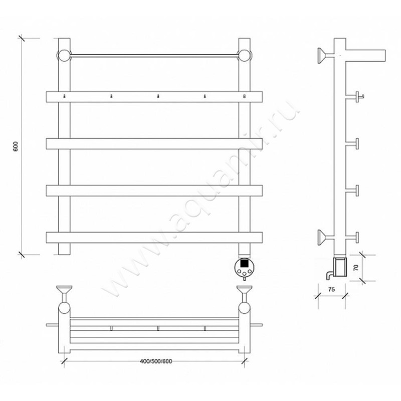 Полотенцесушитель электрический Secado Понтида 1 4603777456795 размеры