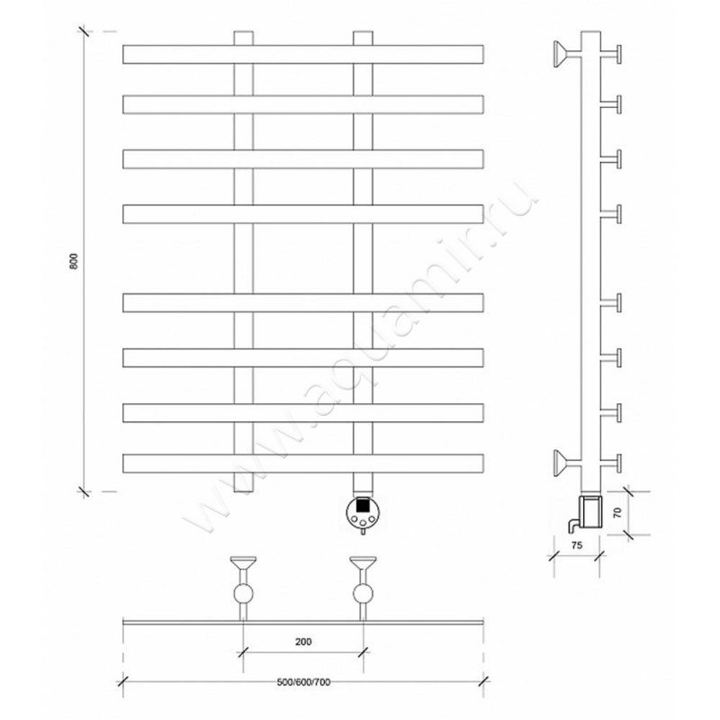 Полотенцесушитель электрический Secado Понтида 4 4603777457297 размеры