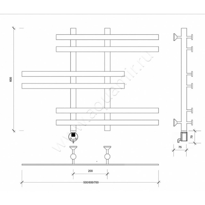 Полотенцесушитель электрический Secado Понтида 6 4603777457402 размеры