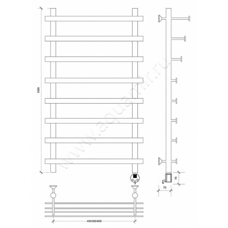 Полотенцесушитель электрический Secado Понтида 7 4603759403632 размеры